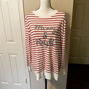 Light Christmas sweater - Merry & Bright - Size 1X